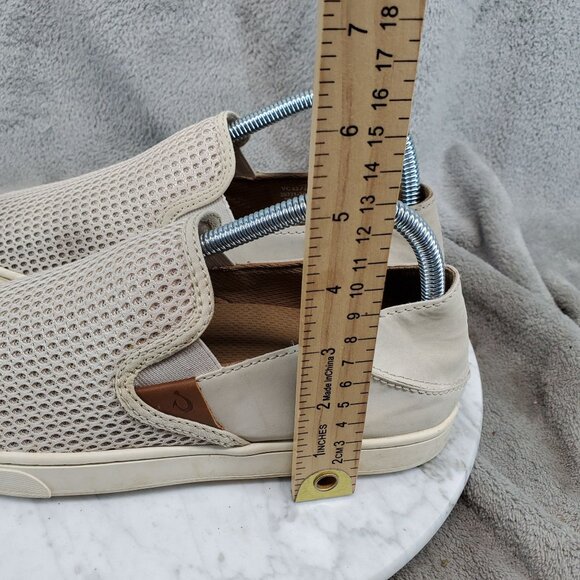 OluKai Shoes Womens Size 8 Tan Mesh Textile Pehuea Slip On Casual Sneakers - Picture 2 of 9